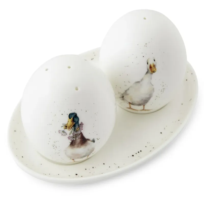 Portmeirion Wrendale Designs 'Not A Daisy Goes By' Duck Salt and Pepper Pots with Tray-1