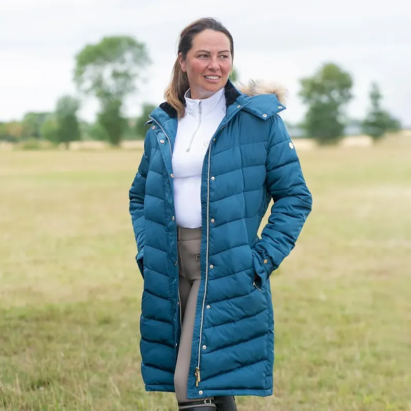 Coldstream Branxton Long Quilted Coat - Cool Slate Blue-2