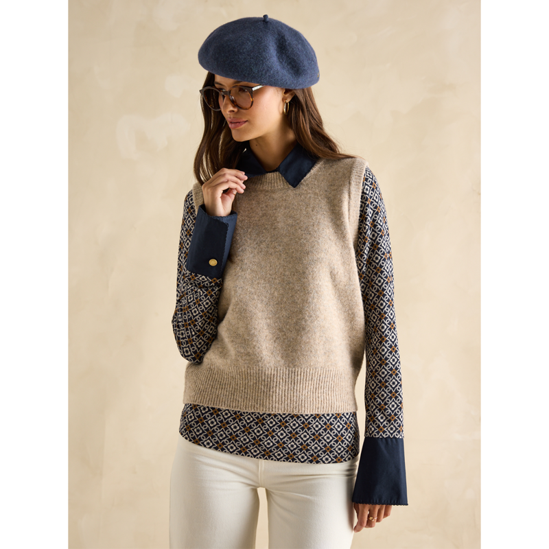 Joules Ladies Cordelia Long Sleeve Top - Blue Geo Print-7