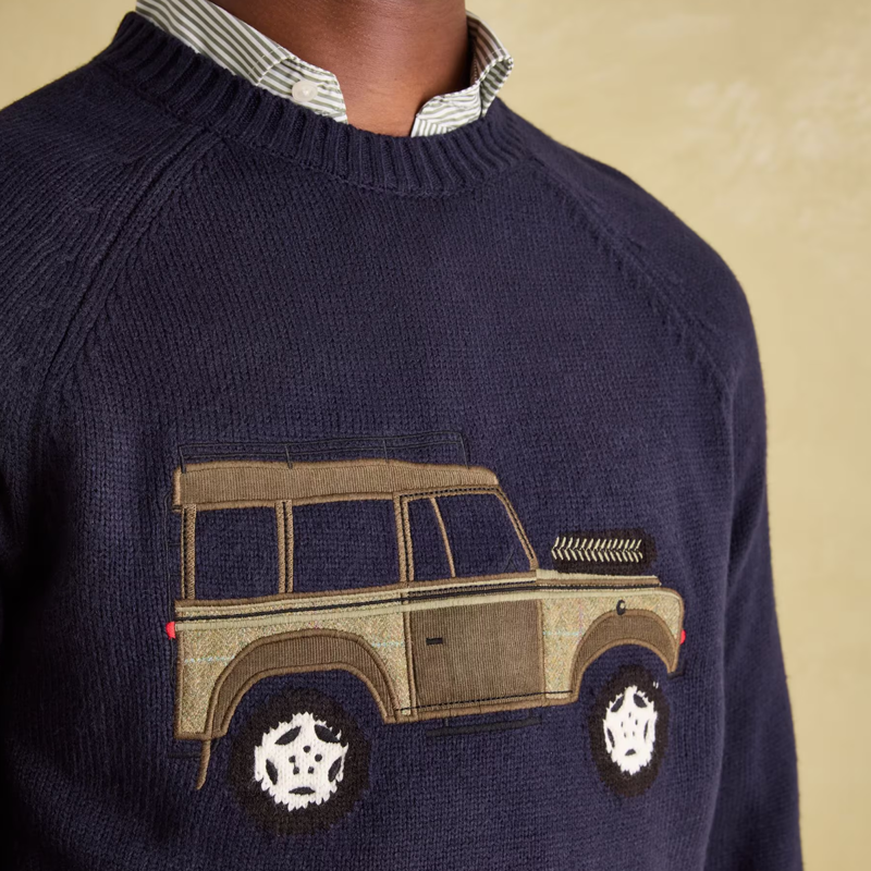 Joules Men's Vehicle Applique Crew Neck Jumper - Navy-3