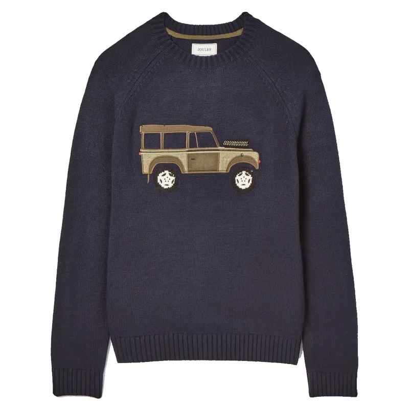 Joules Men's Vehicle Applique Crew Neck Jumper - Navy