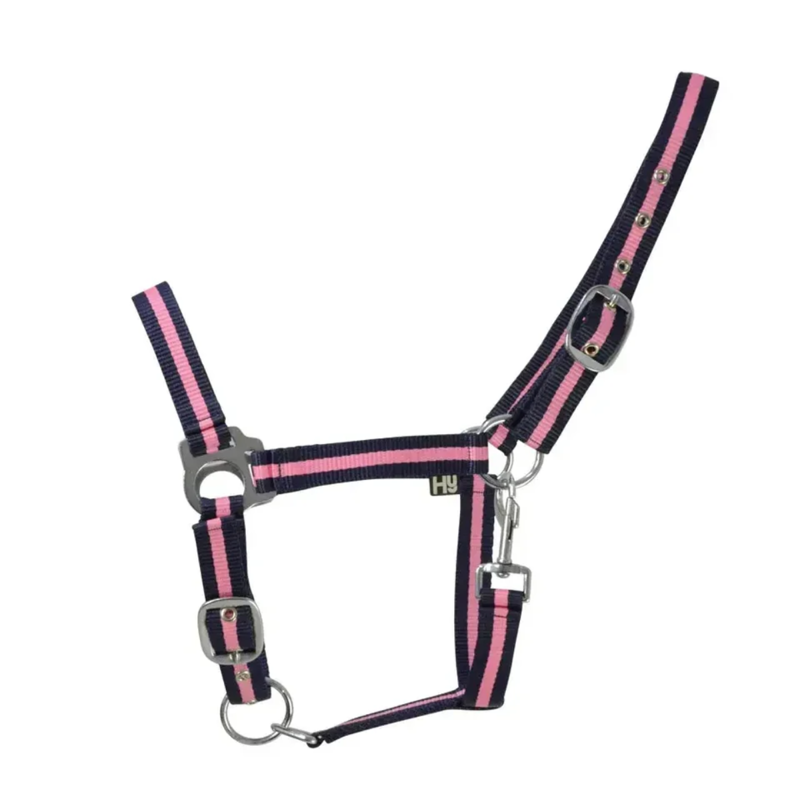 Hy Equestrian Economy Plus Two-Tone Head Collar - Navy/Baby Pink