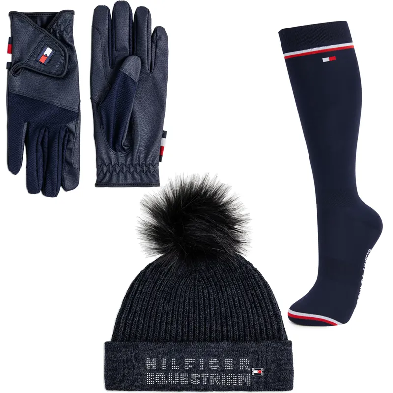 Tommy Hilfiger Glove Sock and Beanie Bundle