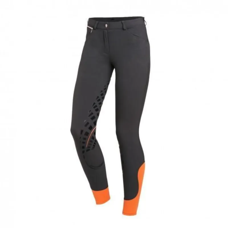 Schockemohle Carina Grip Full Seat Ladies Breeches - Grey/Orange