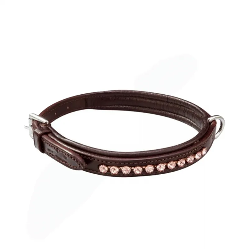 Schockemohle Goliath Dog Collar - Espresso/Rose/Silver