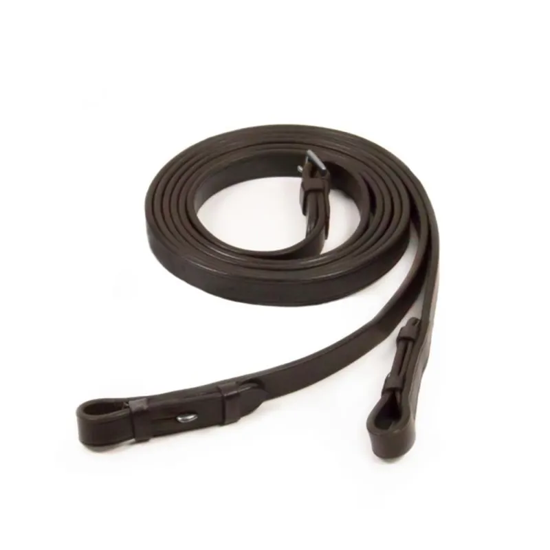 Schockemohle Narrow Bridle Reins - Dark Brown/Silver