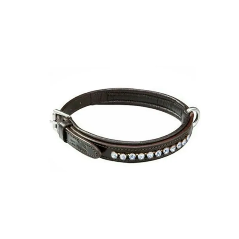 Schockemohle Goliath Dog Collar - Espresso/Blue/Silver