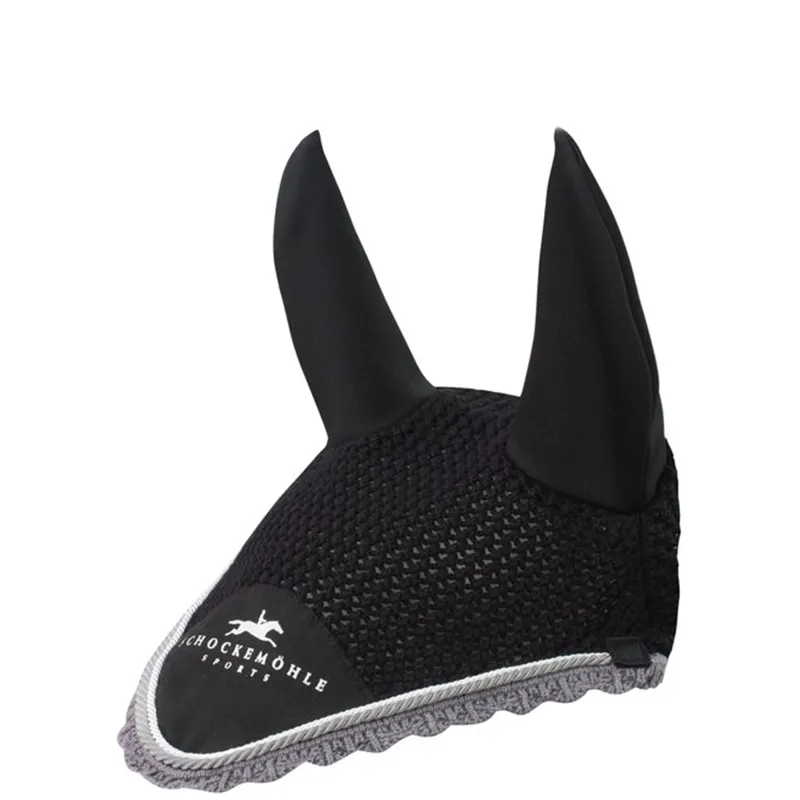 Schockemohle Dynamite Fly Veil With Logo - Black/Silver