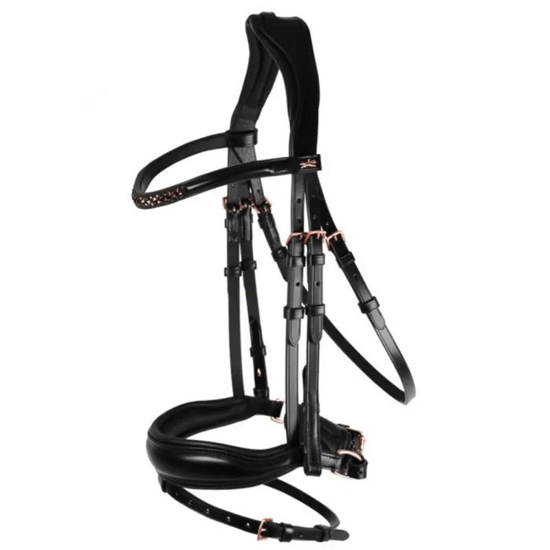 Schockemohle Stanford S Bridle - Black/Burgundy/Rose