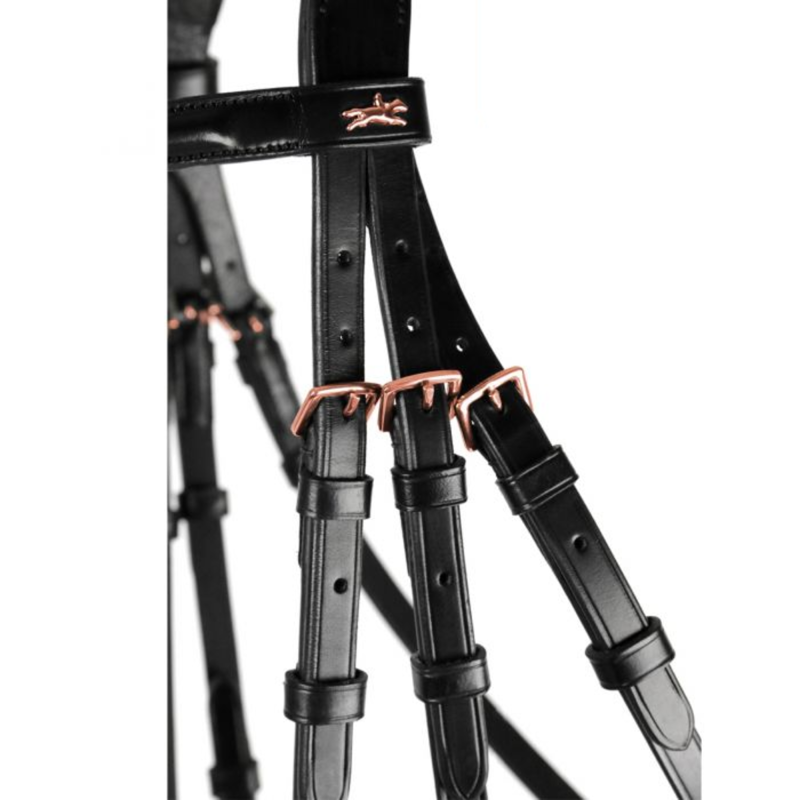 Schockemohle Stanford S Bridle - Black/Burgundy/Rose-2