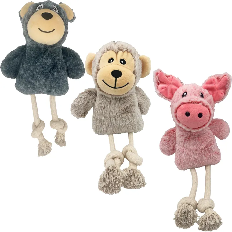 Hem and Boo Animal Toys with Rope Legs and Ball Head - Assorted
