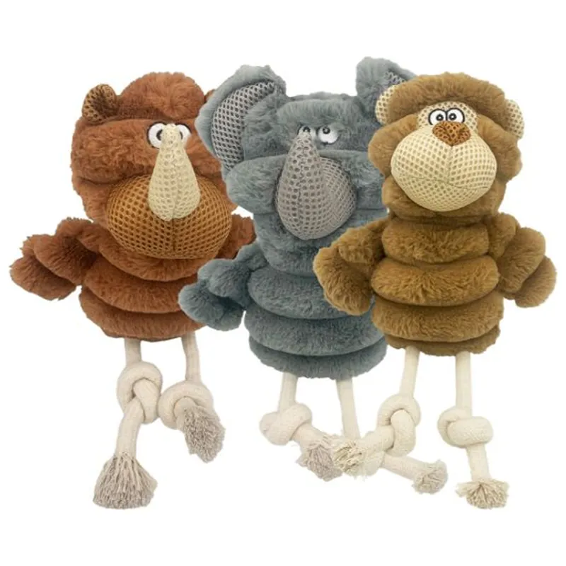 Hem and Boo Wild Animals with Rope Legs Dog Toy - Assorted