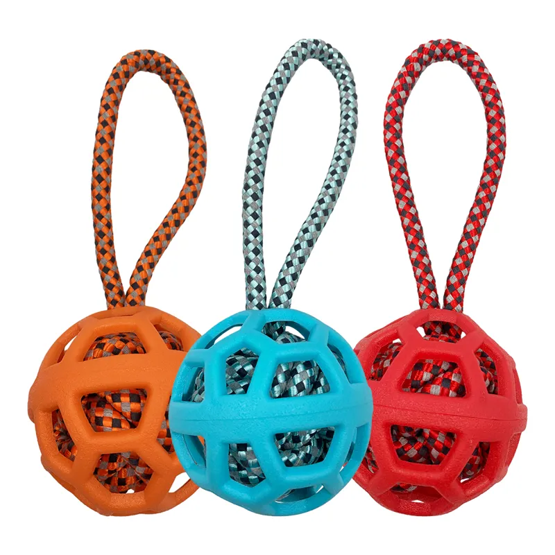 Hem and Boo TPR Holey Ball with Rope Inside and Handle - Assorted