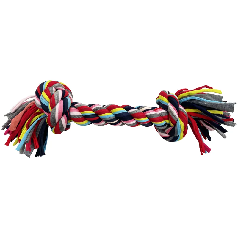 Hem and Boo 2 Knot Bone 40cm Cotton Rope Toy - Bright Mixed