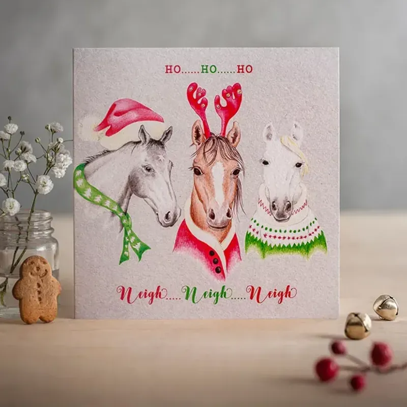 Deckled Edge Christmas Card - Ho Ho Ho