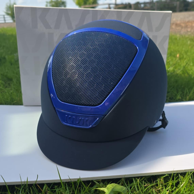Kask Dogma Chrome Custom Riding Hat - Navy/Electric Blue-2