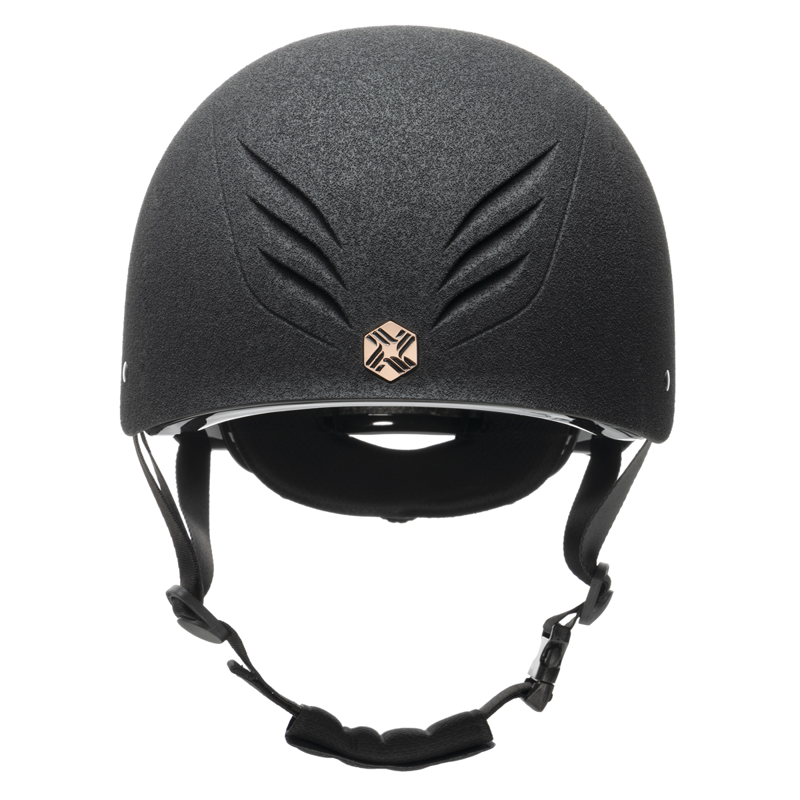 EQX by Charles Owen Phoenix Jockey Skull - Black/Rose Gold-3