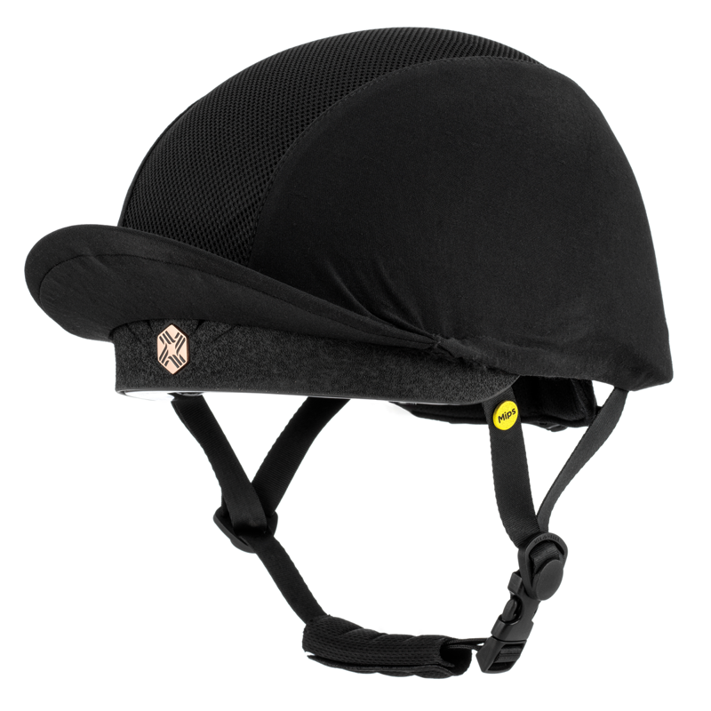 EQX by Charles Owen Phoenix Jockey Skull with MIPS - Black/Rose Gold