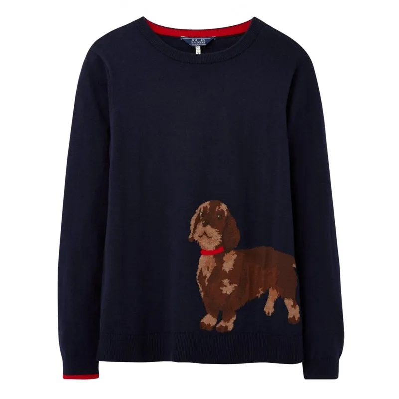 Joules Miranda Crew Neck Intarsia Jumper - Dachshund
