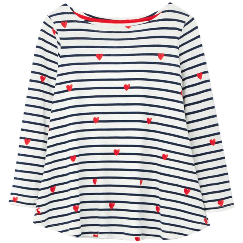 Joules Harbour Light Print Jersey Top - Heart Stripe