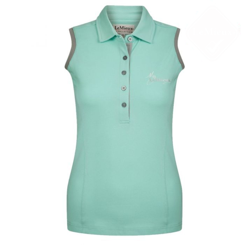 My LeMieux Sleeveless Polo - Mint/Grey -2