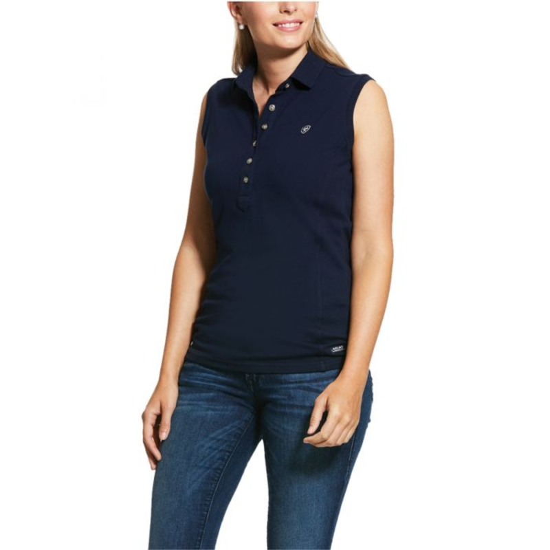 Ariat Women's Prix 2.0 Sleeveless Polo - Navy-1