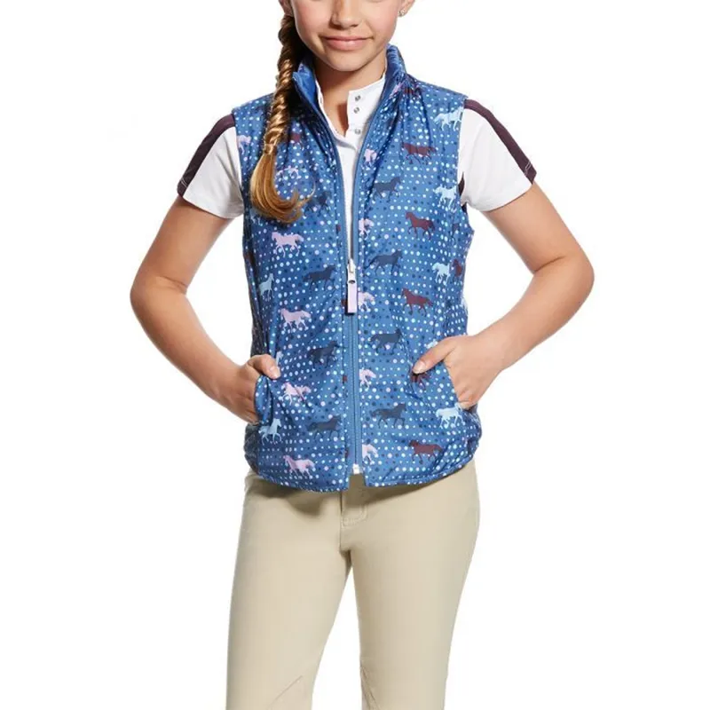 Ariat Girls Emma Reversible Gilet - Blue Saga Trot Print