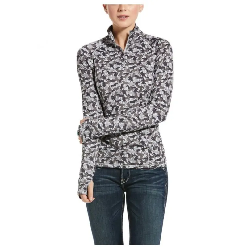 Ariat Womens Lowell 2.0 1/4 Zip Baselayer - Grey Camo