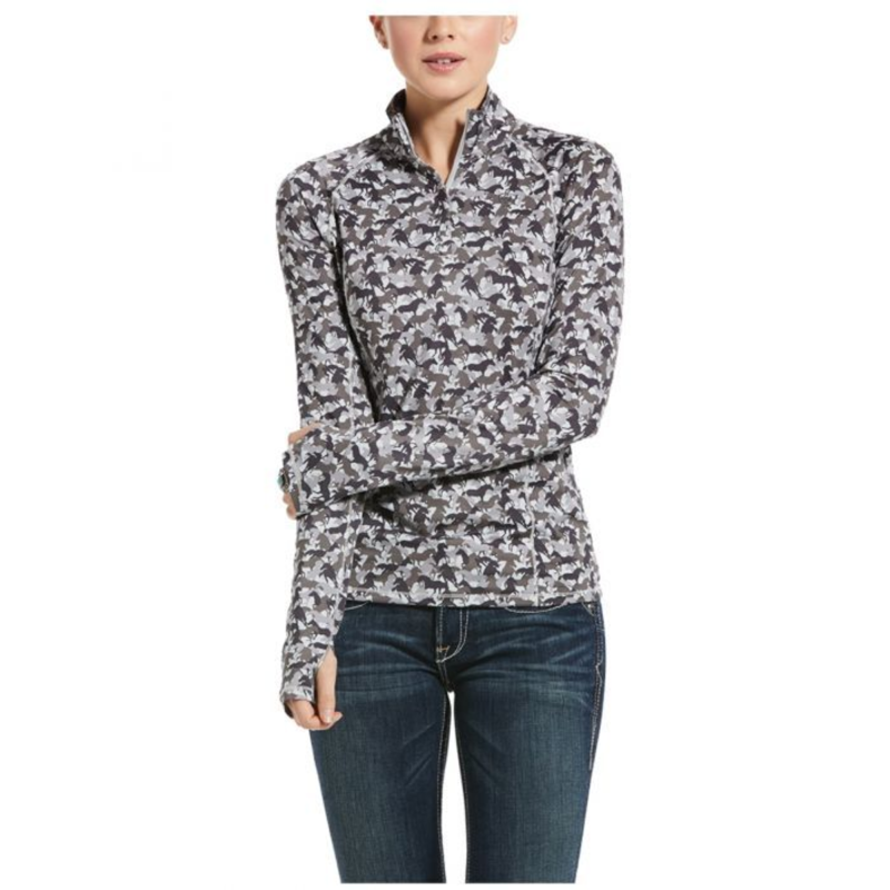 Ariat Womens Lowell 2.0 1/4 Zip Baselayer - Grey Camo-1