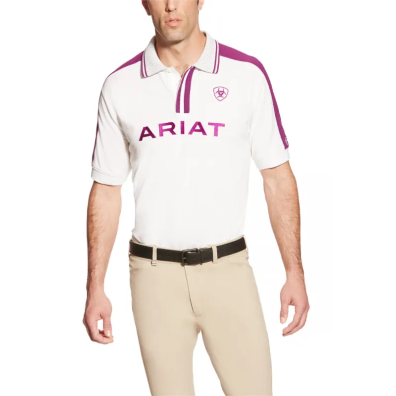 Ariat Mens FEI World Cup New Team Polo Shirt - White/Purple
