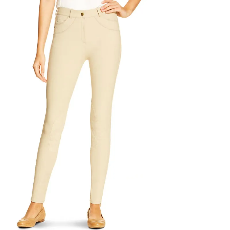 Ariat Ladies Olympia FZ Reg Rise Knee Patch Breeches - Tan