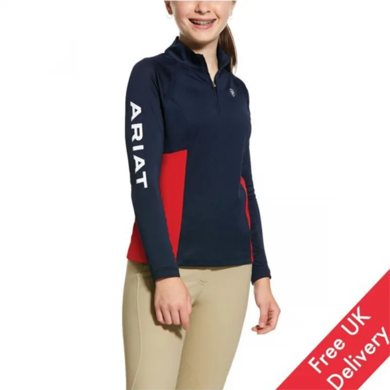 Ariat Girls Sunstopper Team 2.0 1/4 Zip Baselayer - Team