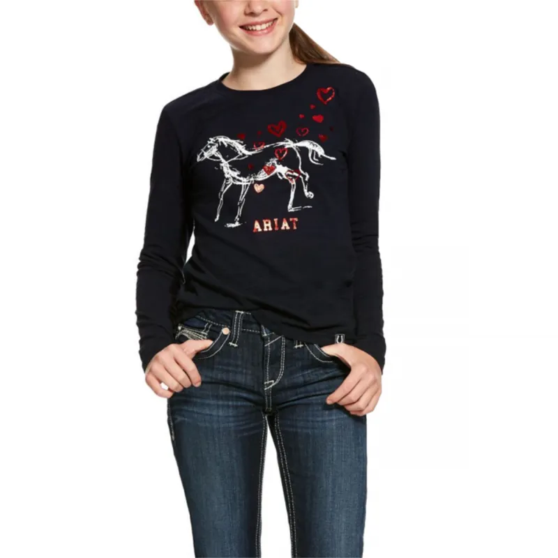 Ariat Girls Pony Love T-Shirt - Navy