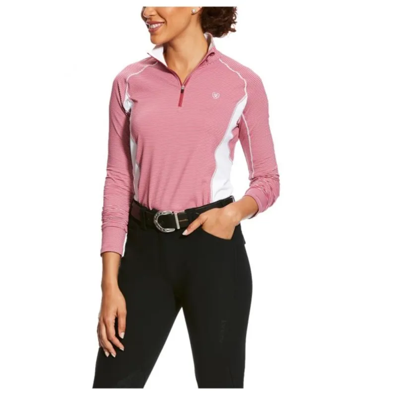 Ariat Womens Tri Factor 1/4 Zip - Rose Violet Stripe