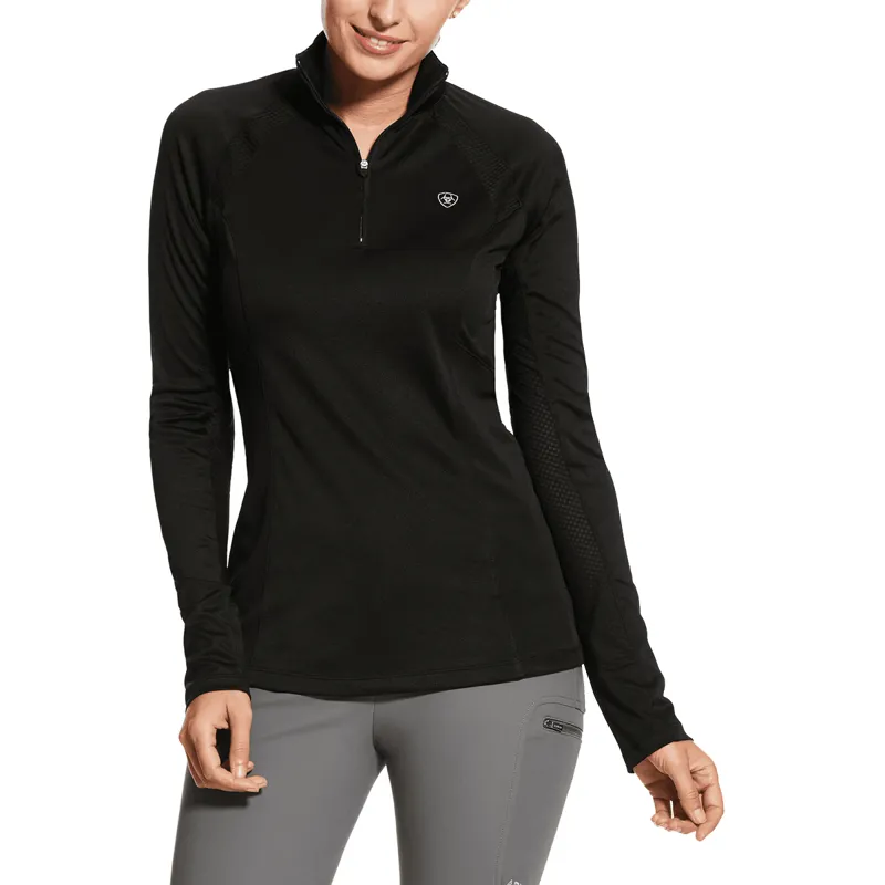 Ariat Women's Sunstopper 2.0 1/4 Zip Base Layer - Black
