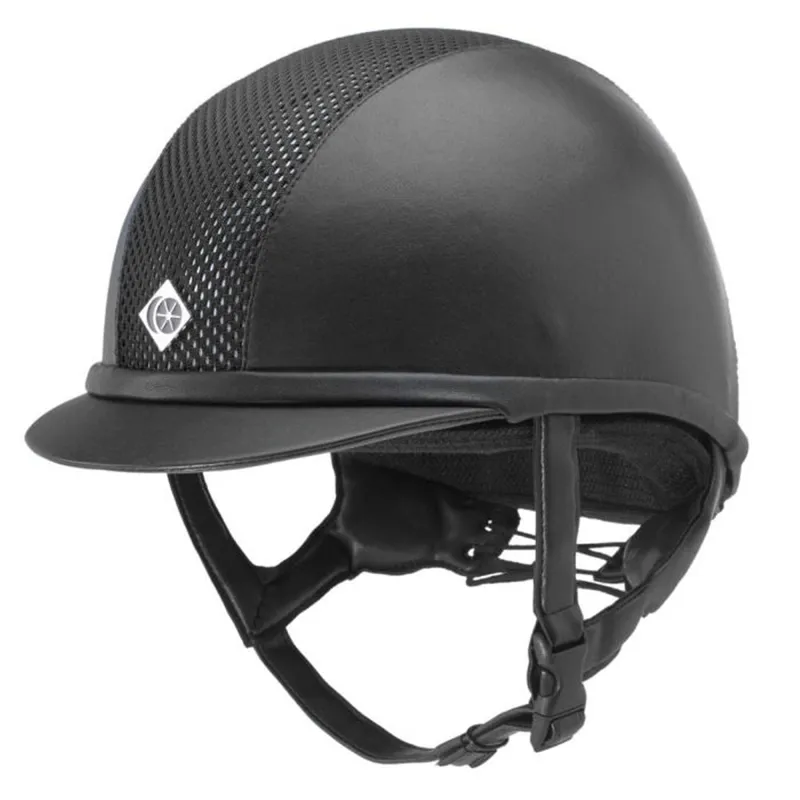 Charles Owen AYR8 Leather Look Plus Riding Hat - Black/Silver