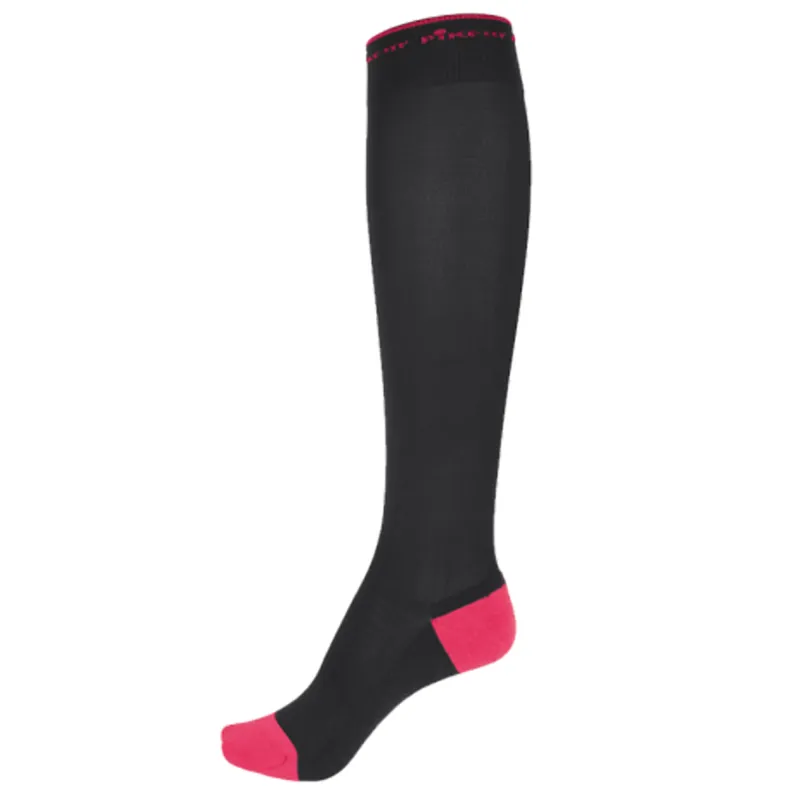 Pikeur Contrast Heel and Toe Socks - Anthracite/Rouge Red
