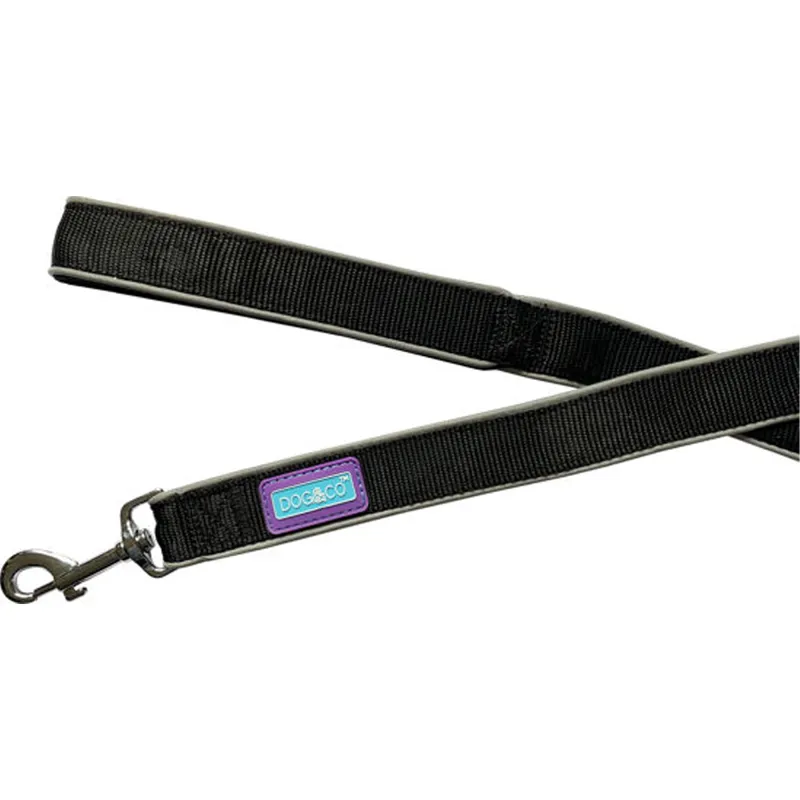Hem And Boo Reflective Padded Dog Lead - Black