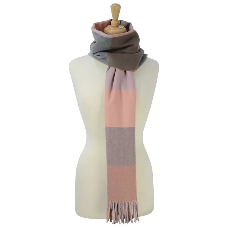 Hy Equestrian Cumbria Soft Touch Scarf - Blush Pink/Dark Grey/Brown