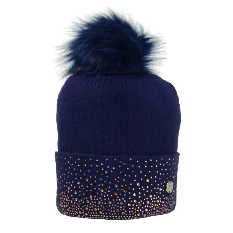 Hy Equestrian Two Toned Alaska Bobble Hat - Navy/Rose Gold