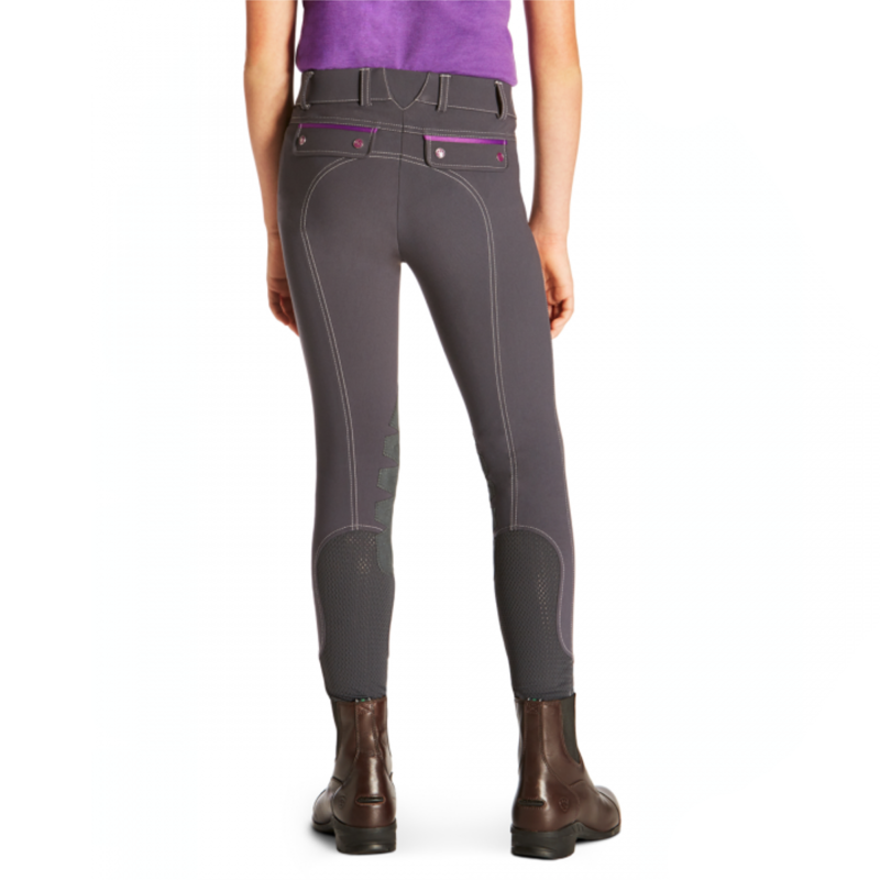 Ariat Girls FEI Olympia Acclaim Knee Patch Breeches - Grey-1
