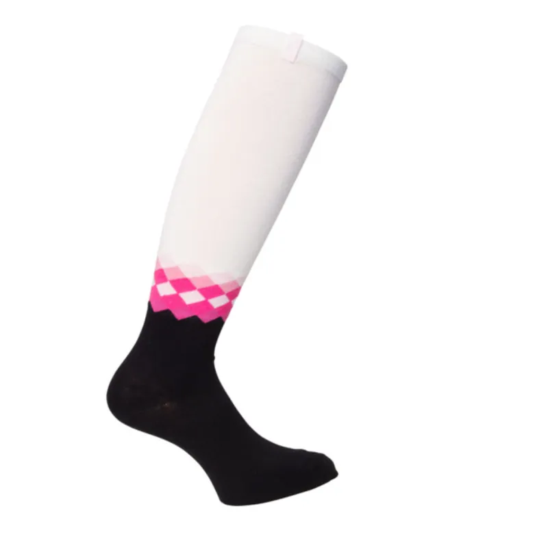 HV Polo Cris Cross Arglye Ladies Socks - Black/Pink/Sand