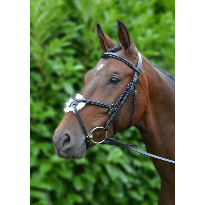 Hy Equestrian Mexican Bridle with Rubber Grip Reins - Black