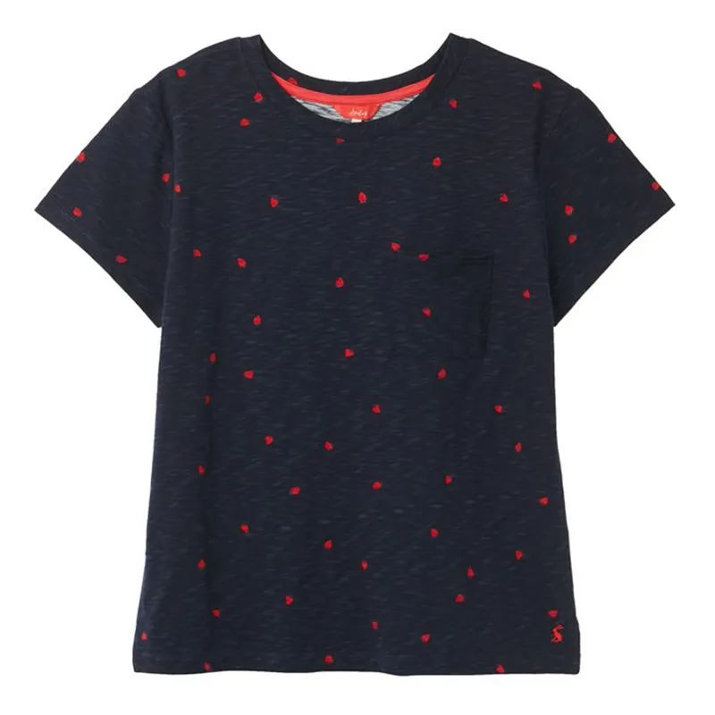 Joules Sofi Print Pocket T-Shirt - Navy Strawberry