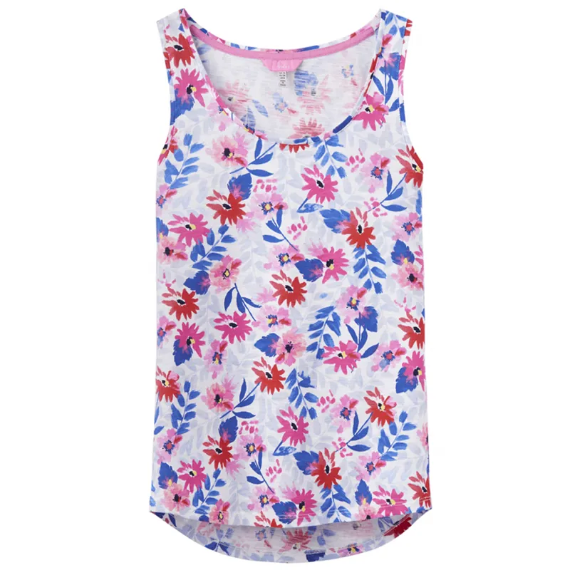 Joules Bo Printed Jersey Vest Top - White Multi Floral