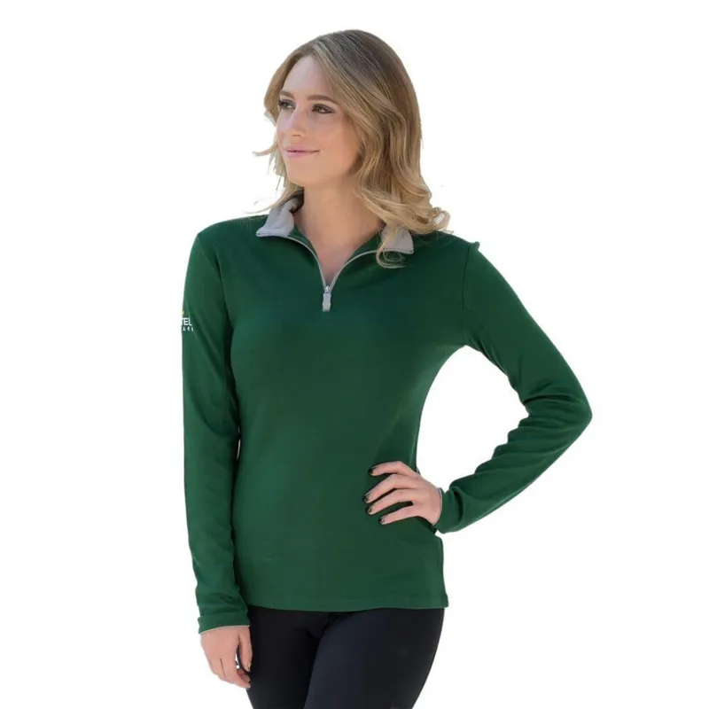 Kastel Charlotte Merino Wool Ladies 1/4 Zip Top - Green/Grey