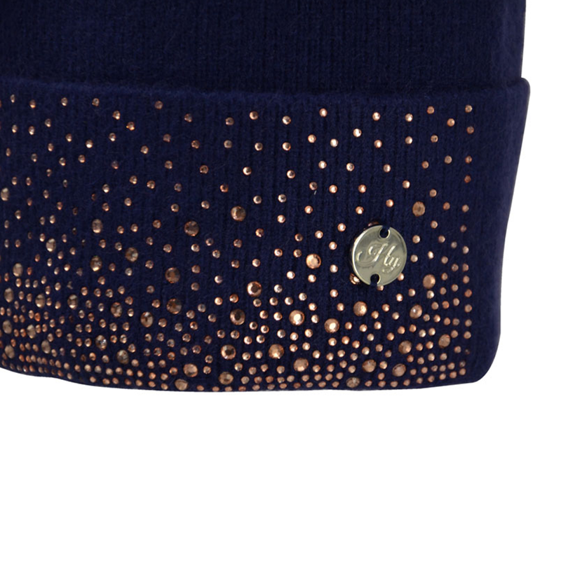 Hy Equestrian Two Toned Alaska Bobble Hat - Navy/Rose Gold-1