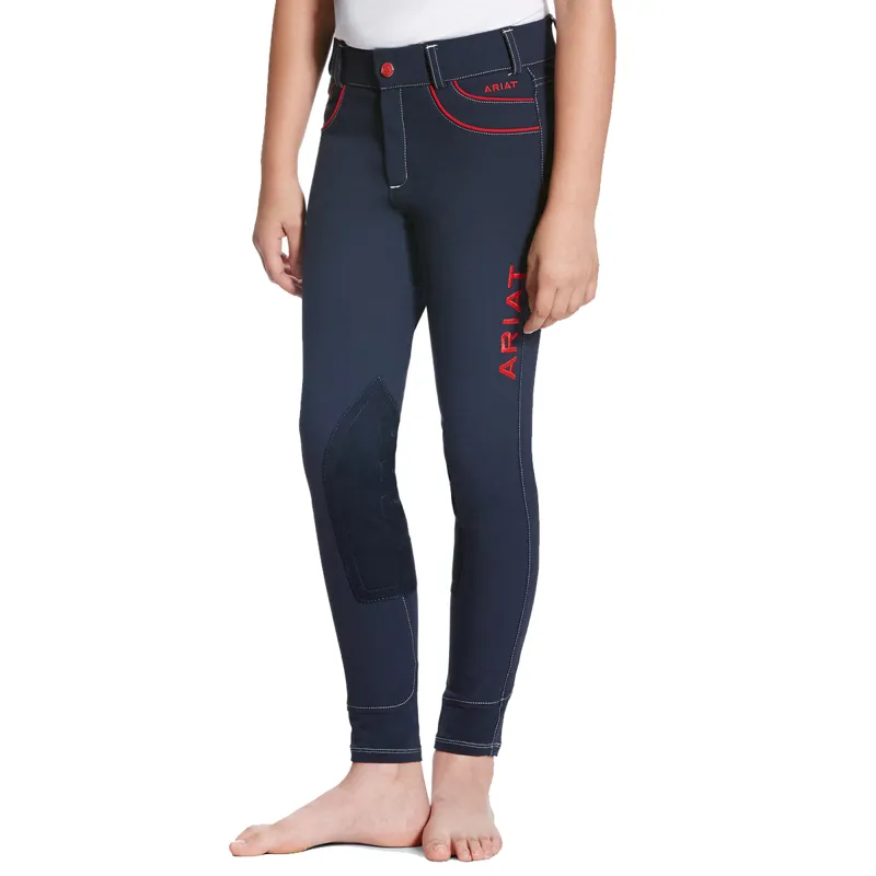 Ariat Ladies FEI Olympia Acclaim Knee Patch Breeches - Navy/Red
