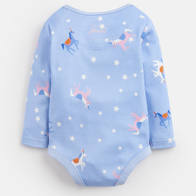 Joules Snazzy Jersey Printed Bodysuit - Blue Unicorn And Star-1