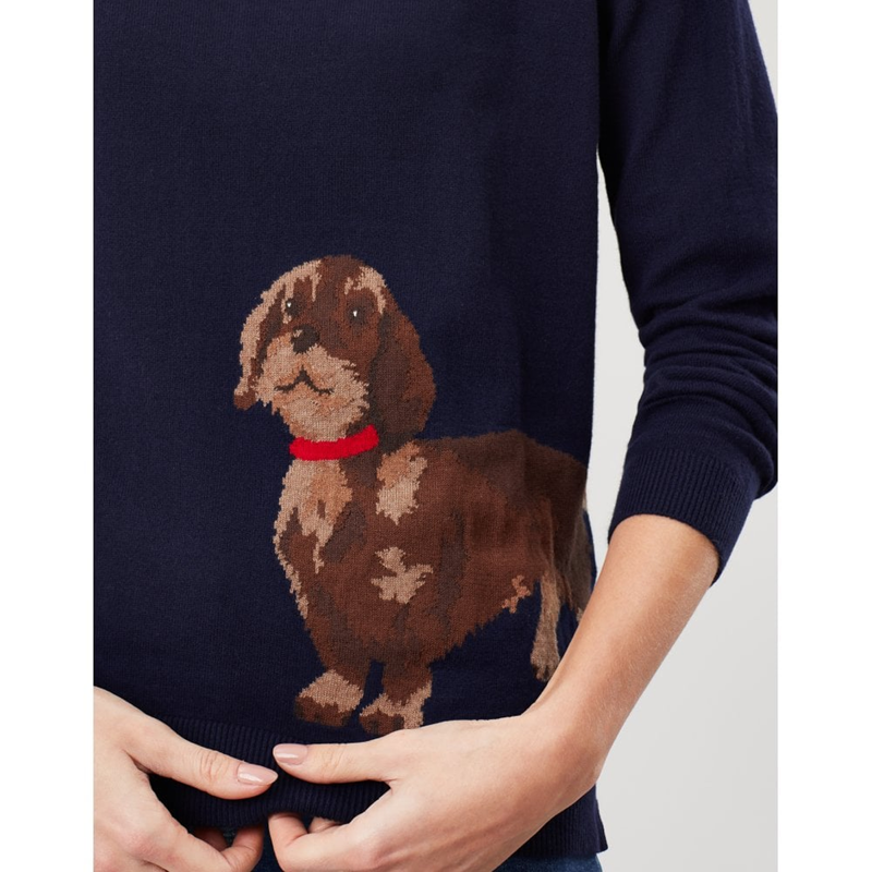 Joules Miranda Crew Neck Intarsia Jumper - Dachshund-1
